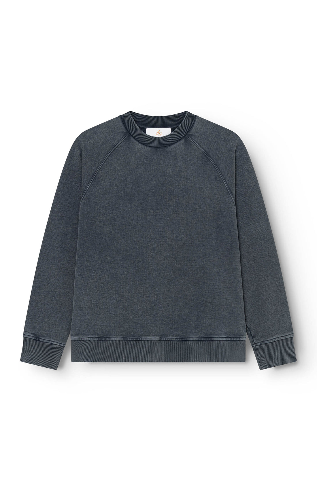 Marine Chiné jersey sweatshirt front view, raglan sleeves and artisanal dye — Ace Denim Paris