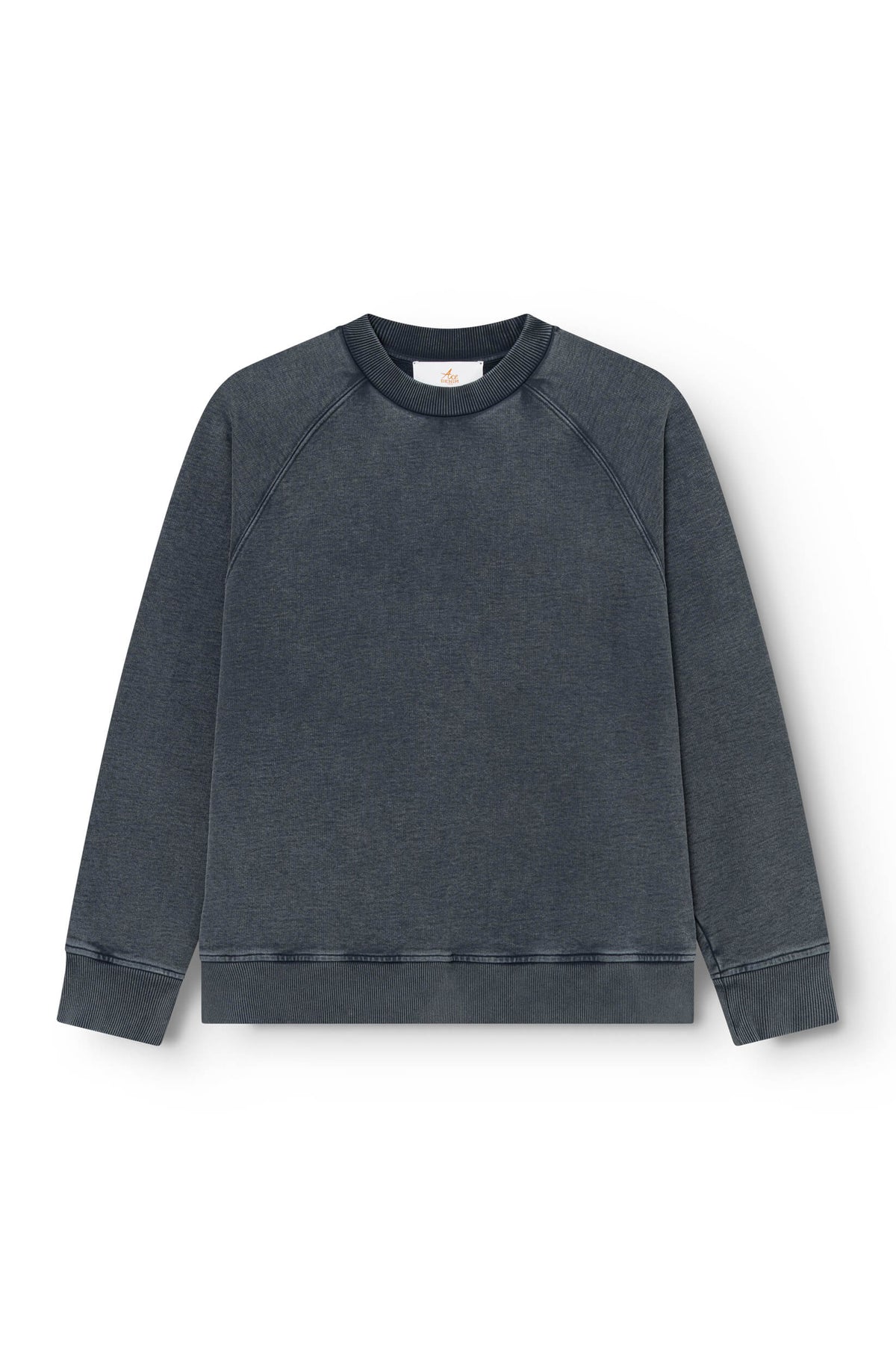 Marine Chiné jersey sweatshirt front view, raglan sleeves and artisanal dye — Ace Denim Paris