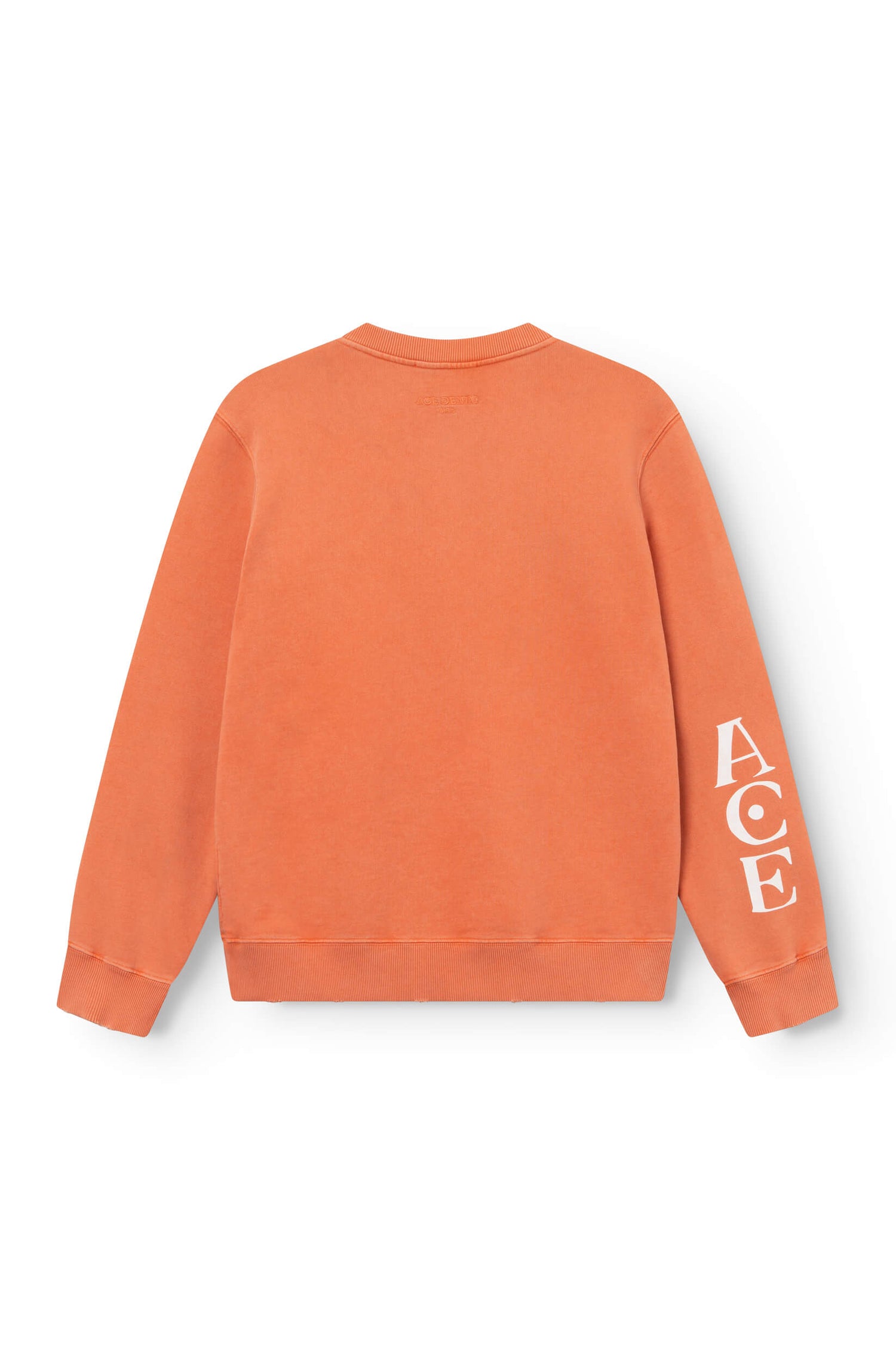 Vue de dos du sweat-shirt en coton orange cassé teint artisanalement et imprimé tigre ace Paris