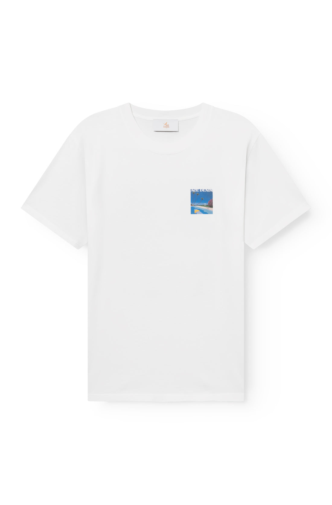 T-shirt homme blanc coupe ample avec print Pool poitrine gauche — AD 94 Ace Denim Paris