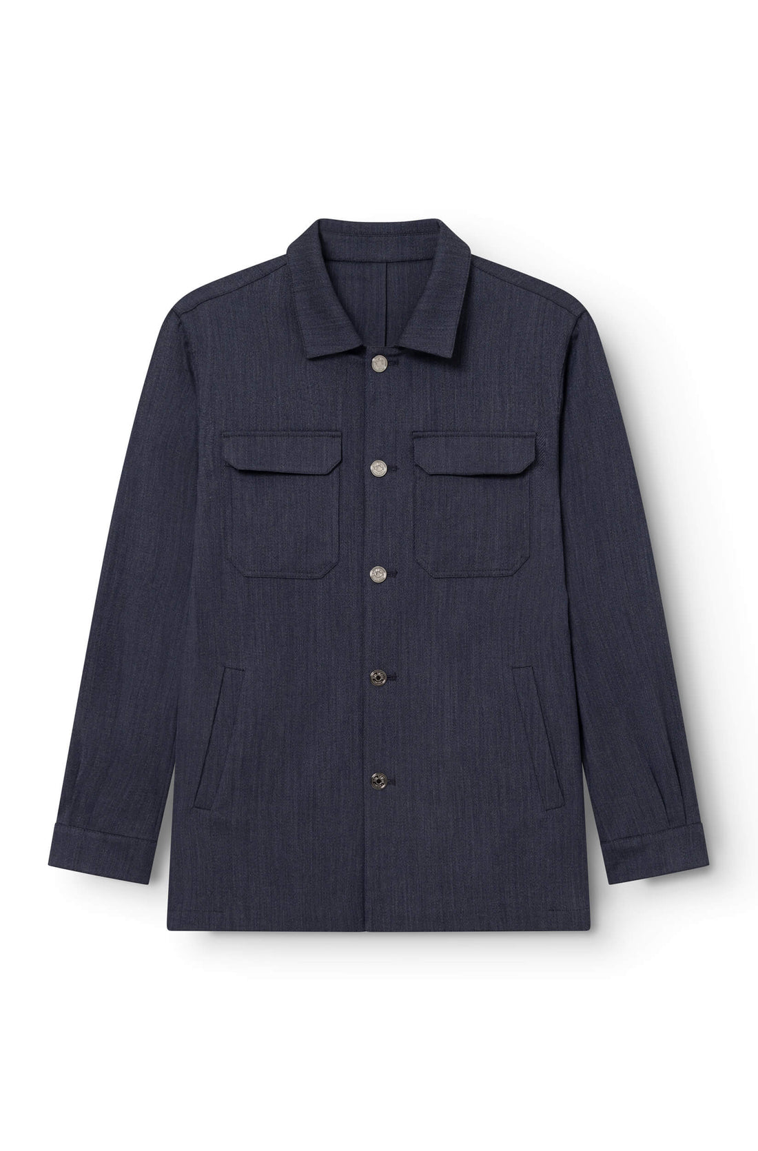 Veste en laine vierge indigo coupe chore coat, 4 poches plaquées, boutons métal galvanisé, AD 153 Ace Denim Paris