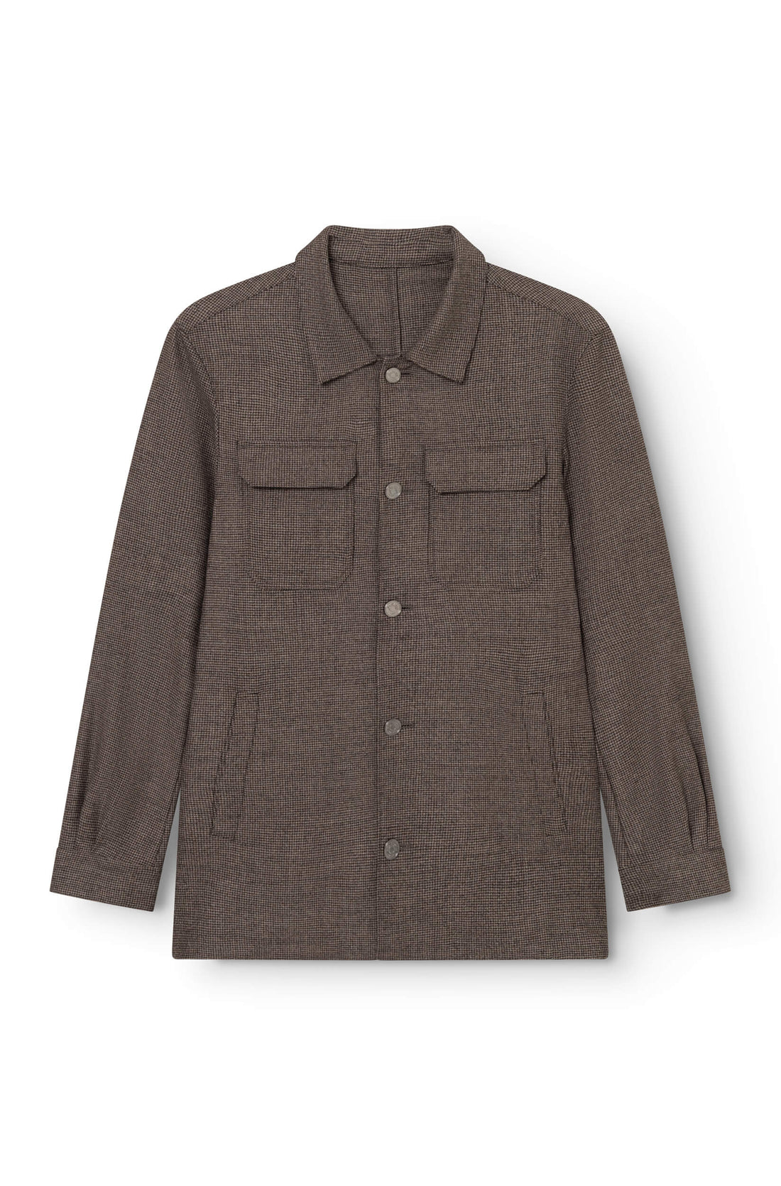Veste laine mérinos Pied de Poule Marron vue face — Ace Denim Paris