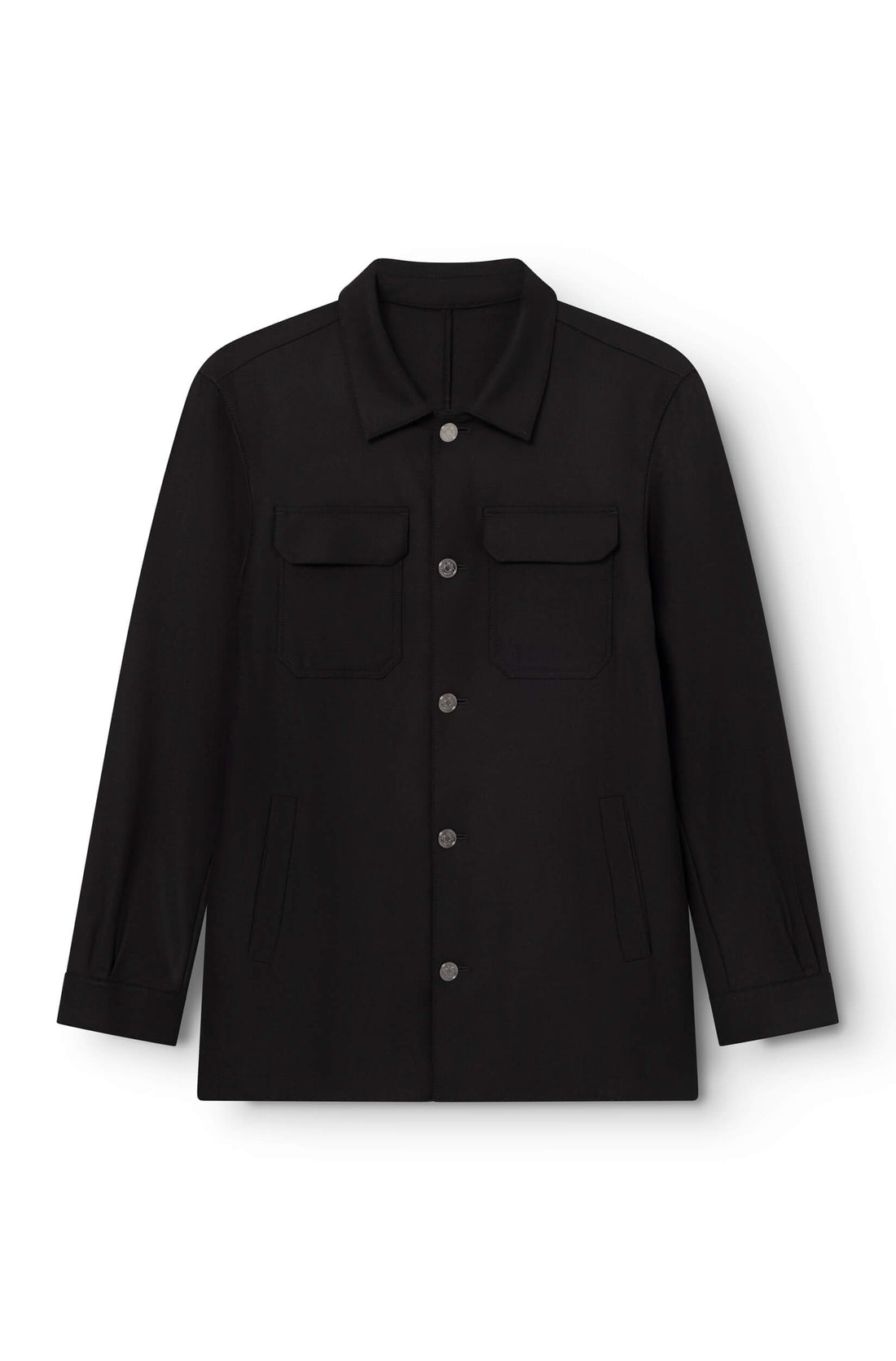 Veste laine mérinos Noire vue face — Ace Denim Paris