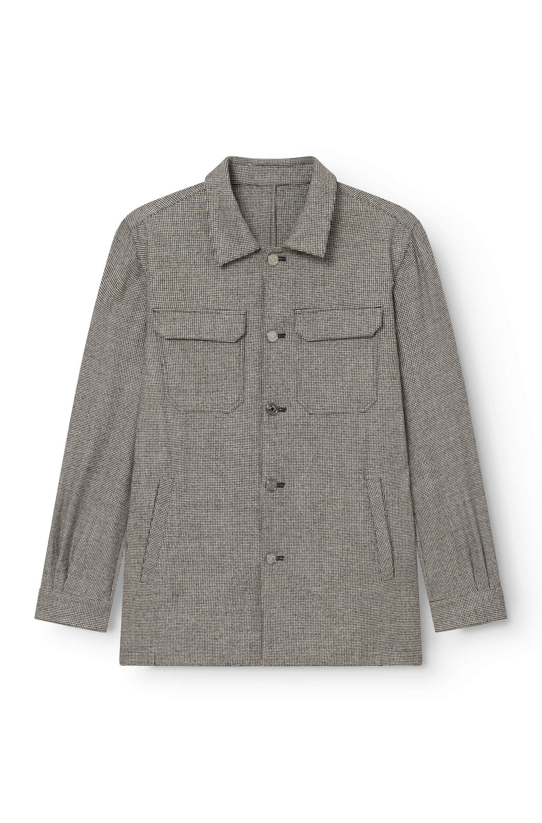 Veste en laine mérinos pied de poule coupe chore coat, 4 poches plaquées, boutons métal galvanisé, AD 153 Ace Denim Paris