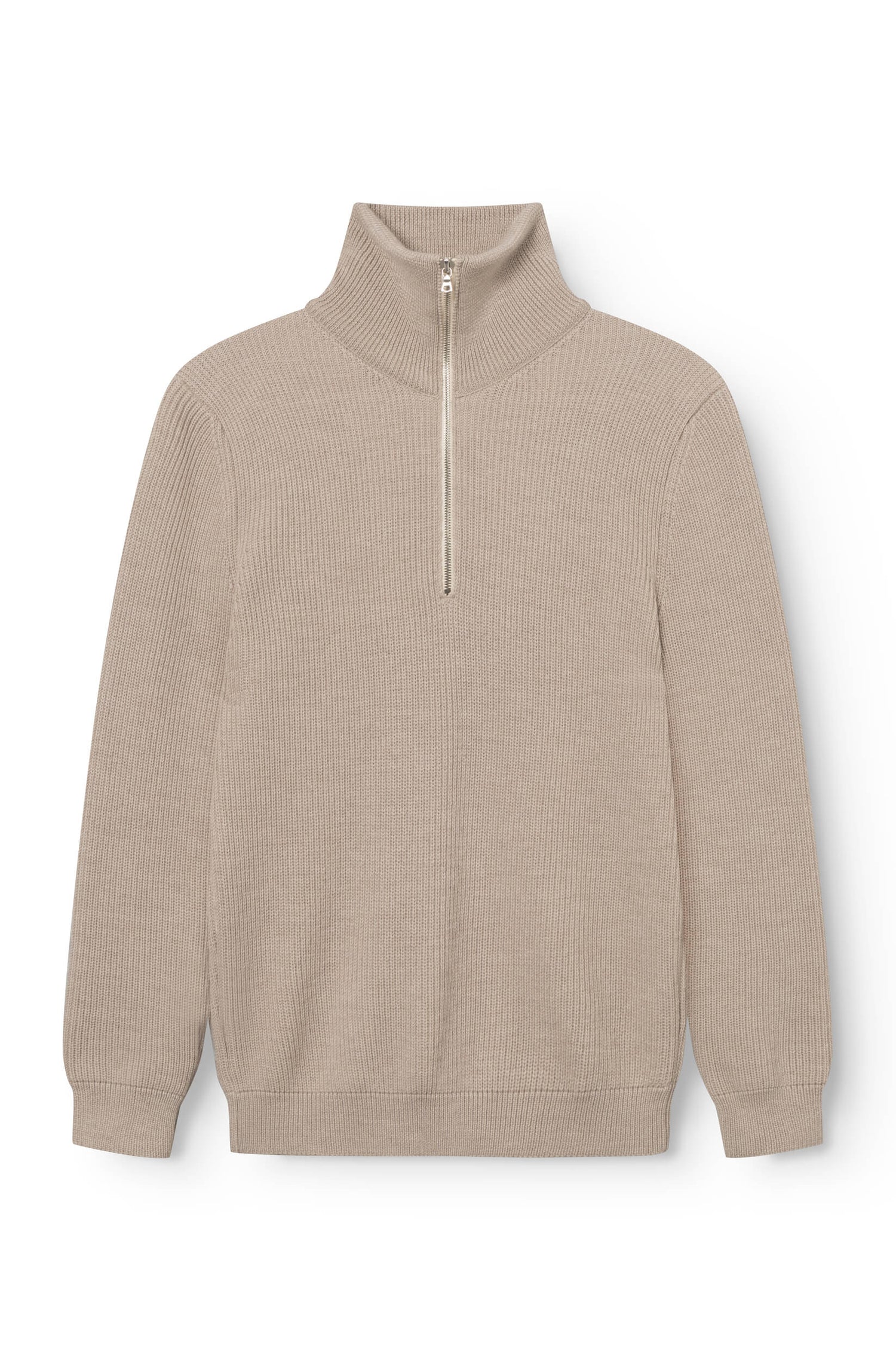 AD 198 - Pull à Col Zippé en laine Beige