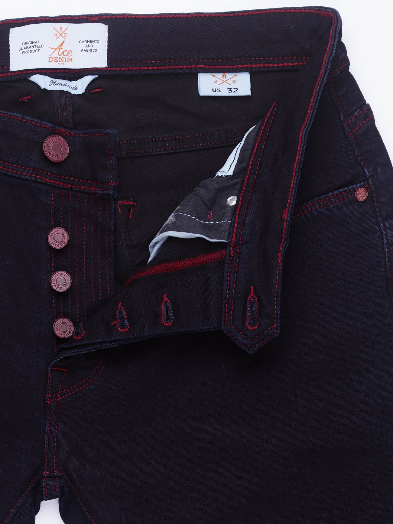 Jeans slim homme noir navy bordeaux Vue 2 - Ace Denim Paris